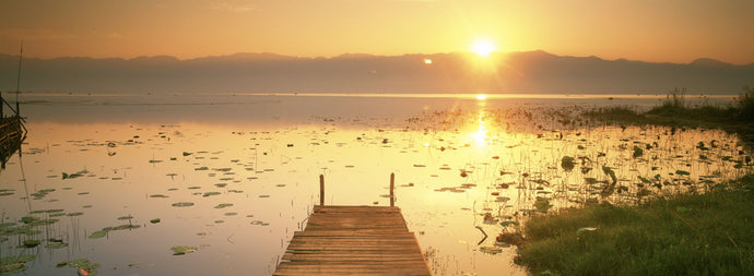 View Of The Sunset And Pier, Inle Lake, Myanmar