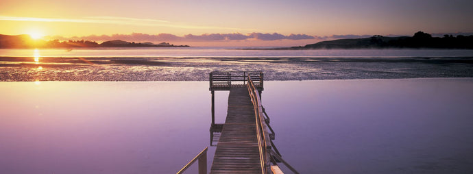 High angle view of a pier on a river, Pounawea, The Catlins, South Island New Zealand, New Zealand