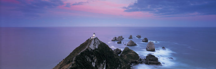 High angle view of a lighthouse, Nugget Point, The Catlins, South Island New Zealand, New Zealand