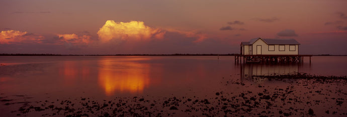 Fishing hut at sunset, Pine Island, Hernando County, Florida, USA