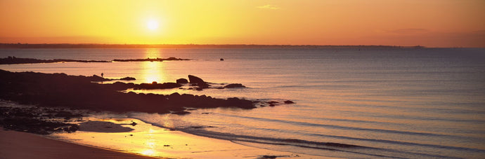 Sunrise over the beach, Beg Meil, Finistere, Brittany, France