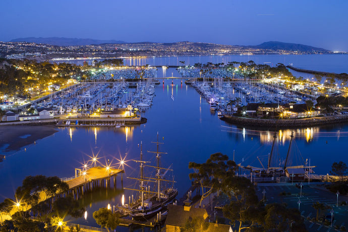 Elevated view of a harbor, Dana Point Harbor, Dana Point, Orange County, California, USA