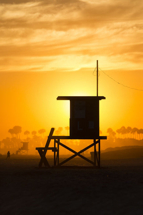 Lifeguard Tower on the beach, Newport Beach, California, USA