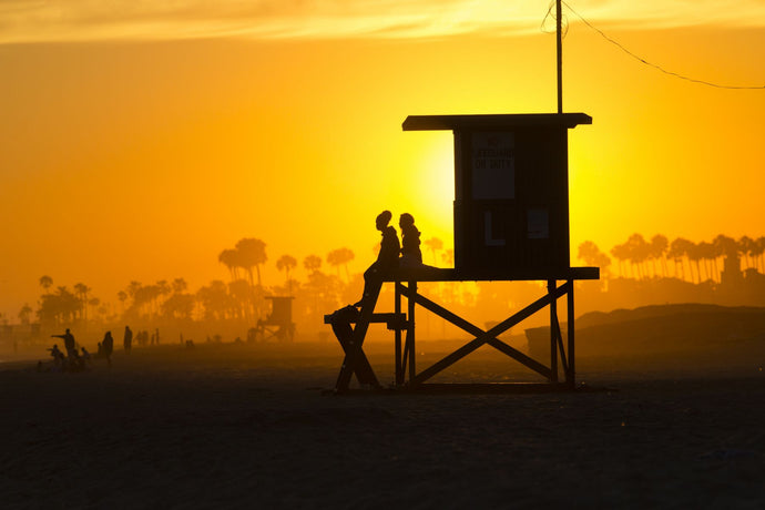 Lifeguard Tower on the beach, Newport Beach, California, USA