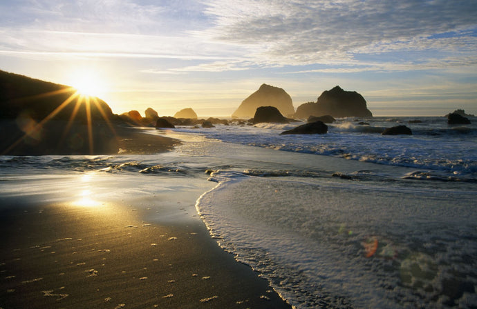 Sunset Over Beach Scene