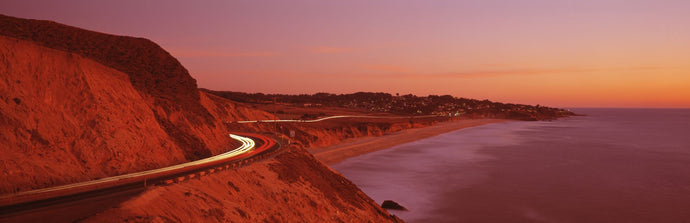 Pacific Coast Highway At Sunset, California, USA