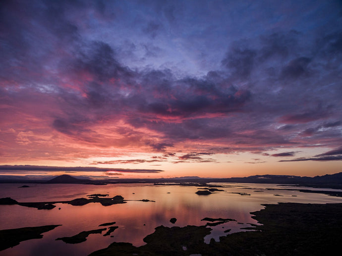 Sunset over Lake Myvatn, Iceland