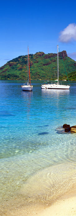 Sailboats in the ocean, Tahiti, Society Islands, French Polynesia