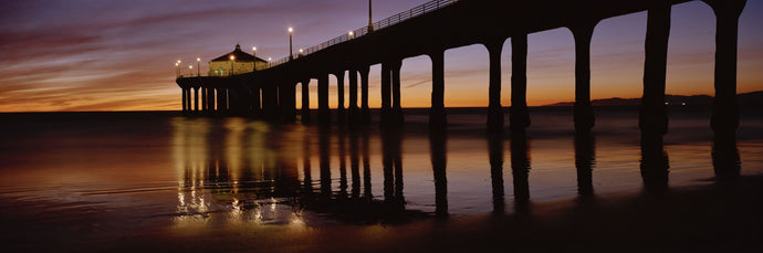 Low angle view of a pier, Manhattan Beach Pier, Manhattan Beach, Los Angeles County, California, USA