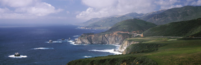 Rock formations on the beach, Bixby Bridge, Pacific Coast Highway, Big Sur, California, USA