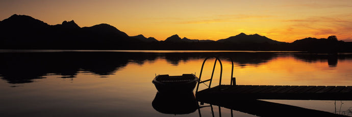 Lake Hopfensee at sunset, Ostallgau, Bavaria, Germany