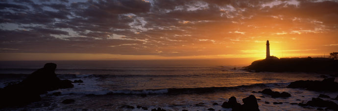 Lighthouse at sunset, Pigeon Point Lighthouse, San Mateo County, California, USA