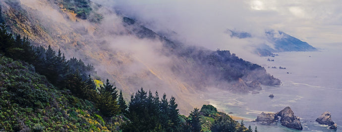 Scenic view of fog over Big Sur coastline, California, USA